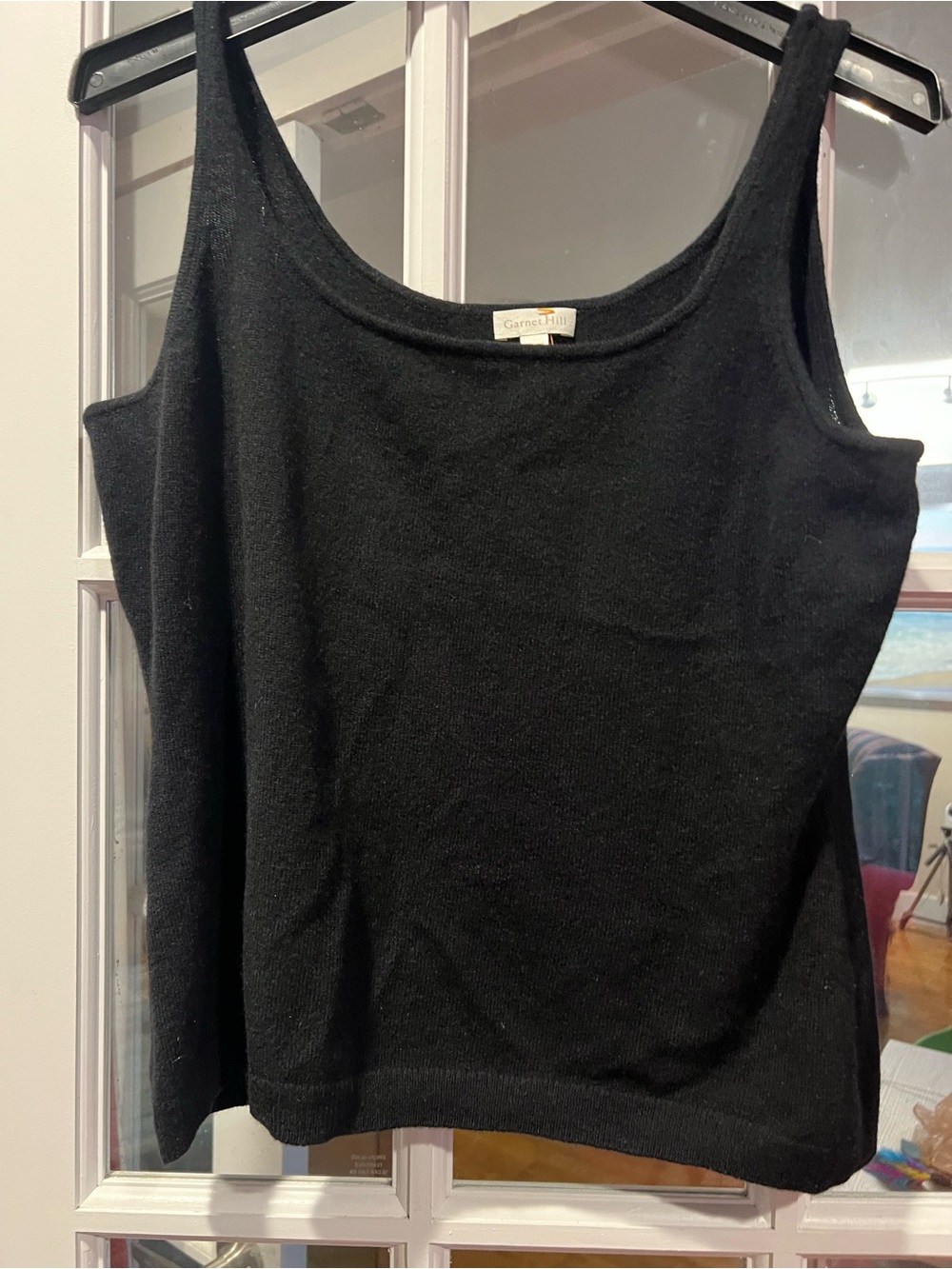 Garnet Hill Black Cashmere Scoop Tank